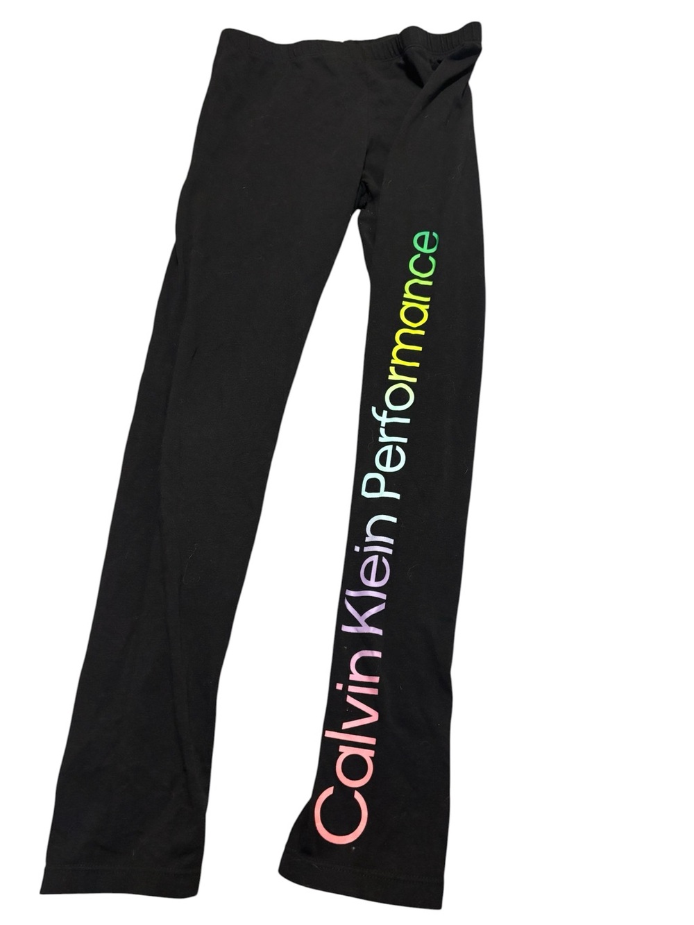 Calvin Klein Performance Black Leggings with Rainbow Logo Print Size L
